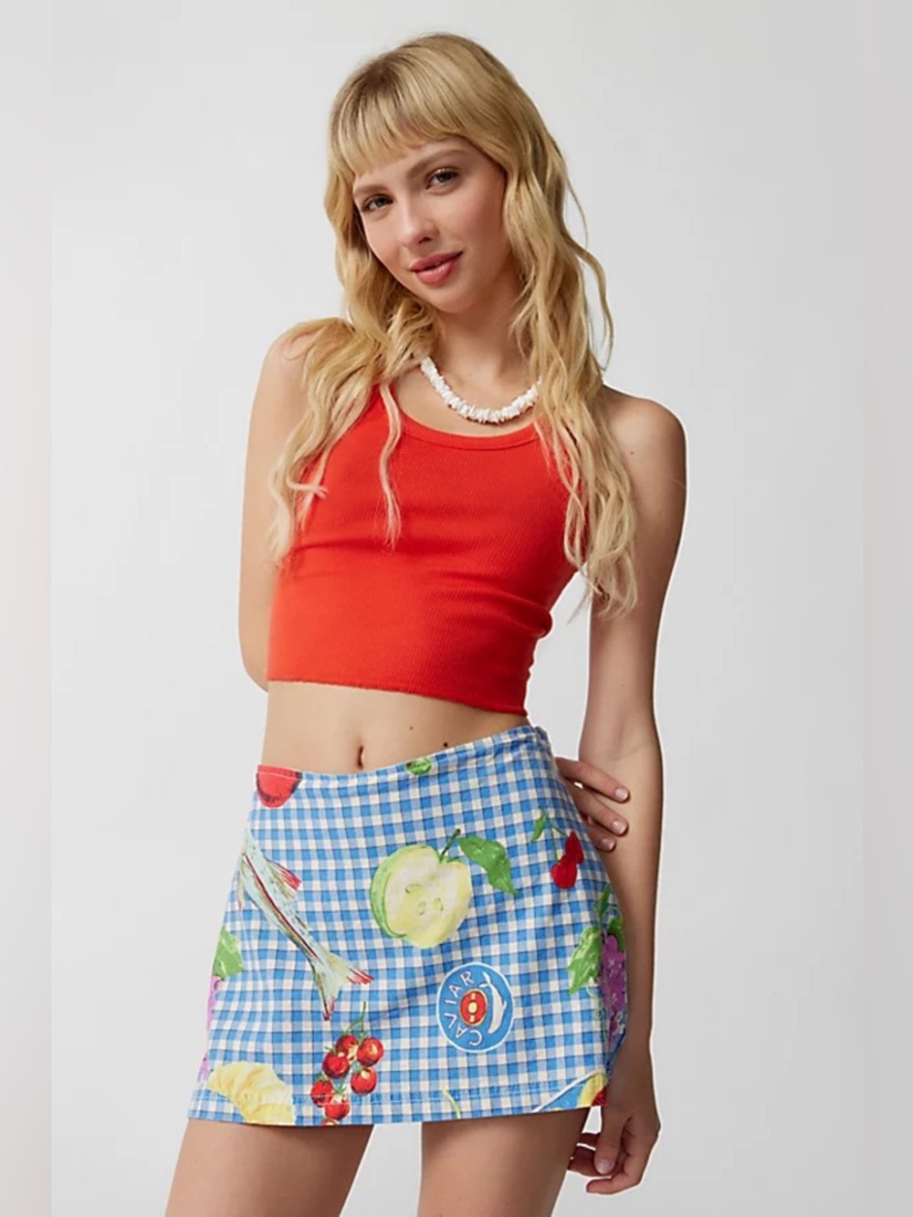 Urban Outfitters UO Dalilah Linen Printed Skort in Gingham Picnic Pattern Small